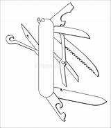 Knife Coloring Pages Pocket Template Swiss sketch template