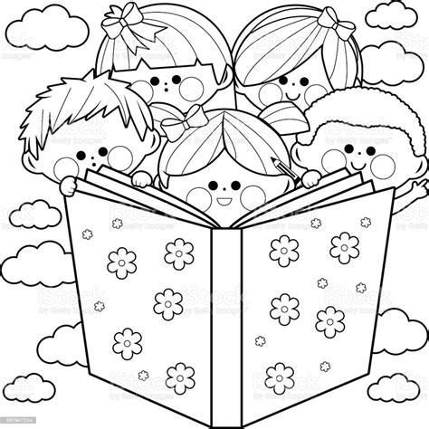 kids reading books coloring pages coloring pages