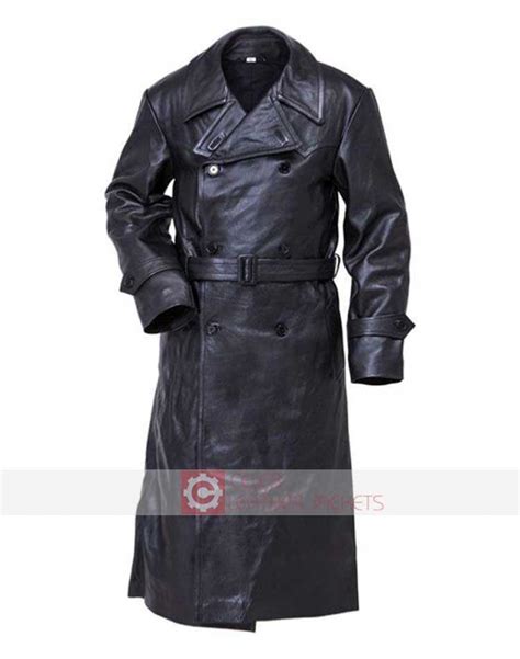 Mens Vintage German Classic Ww2 Officer Military Uniform Leather Trench