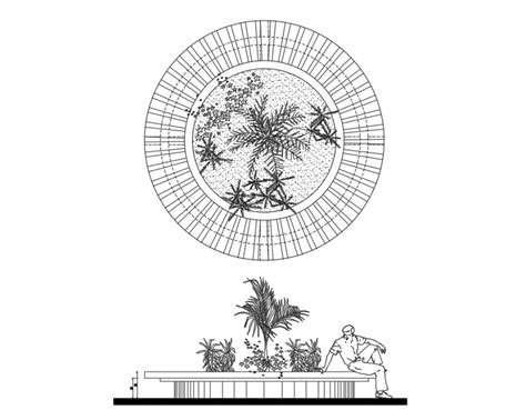 bench planter elevation front  top view cad drawing details dwg file