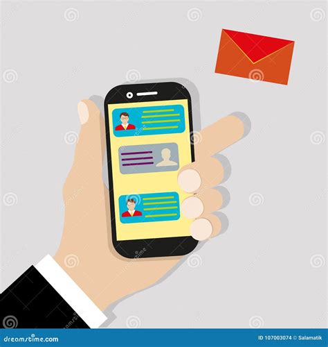 sending message mobile chat hand holding phone  envelope send