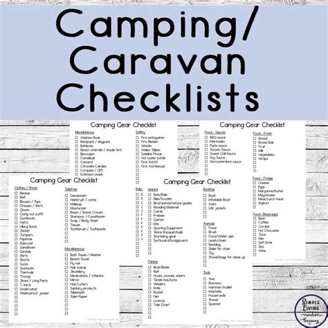 printable caravan camping checklist simple living creative
