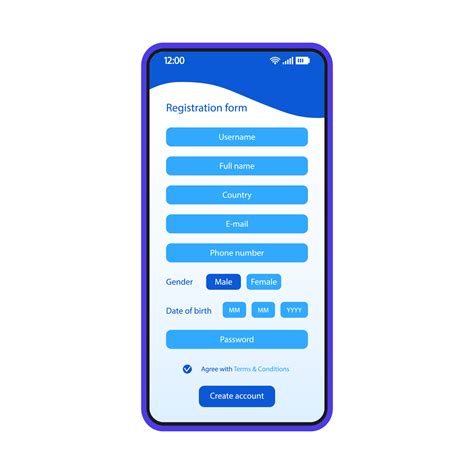 registration form smartphone interface vector template mobile login