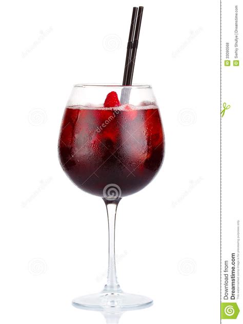 Red Alcohol Cocktail With Red Wine And Raspberries