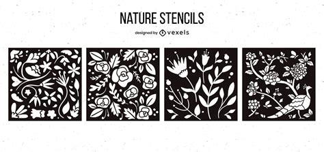 nature stencil design pack vector