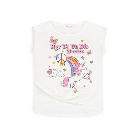 Camiseta Blanca Unicornio Niña Los Tres Elefantes Tienda Online
