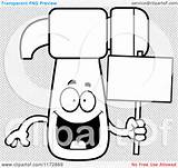 Mascot Hammer Holding Sign Happy Clipart Cartoon Thoman Cory Outlined Coloring Vector sketch template