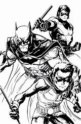 Batman Robin Nightwing Coloring Pages Dc Comics Superhero Deviantart Drawing Heroes Colouring Knight Comic Color Batgirl Gotham Drawings Family Book sketch template