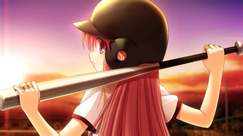 angel beats baseball baseball bat game cg na ga sport sunset yui angel beats