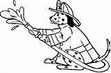 Fire Dog Coloring Pages Hose Holding Sparky Getcolorings sketch template