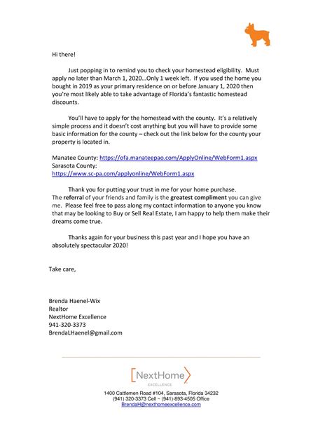 agent resources homestead exemption letter  nexthome excellence