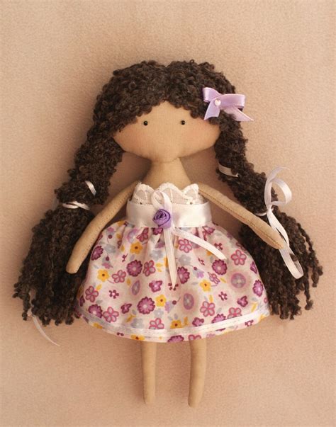 diy kit doll girl with brown heir tilda style cloth dolls etsy