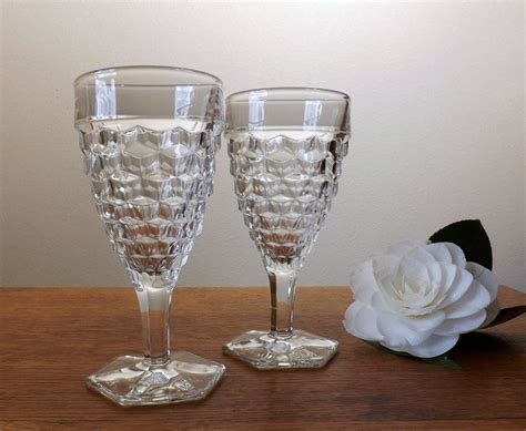 2 Fostoria American Footed Water Goblets Etsy
