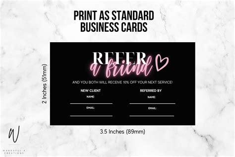 referral card template instant  printable business etsy