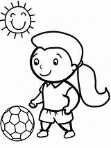 Soccer Coloring Sunny Girl Playing Pages Little Clipart Drawing Ball Cute Clip Girls Cliparts Cartoon Easy Player Weather Kids Goalie sketch template