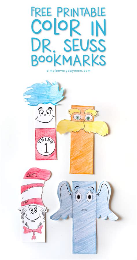 color  dr seuss bookmarks  printable
