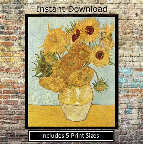 Sunflowers Vincent Van Gogh 1888 Printable Art Print Download Etsy