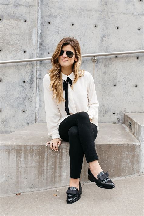 fall business casual outfit chic black white   work