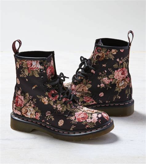dr martens  floral boot black american eagle outfitters floral boots boots pretty shoes
