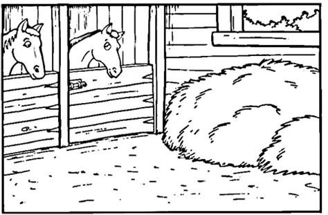 horses   stable coloring page supercoloringcom