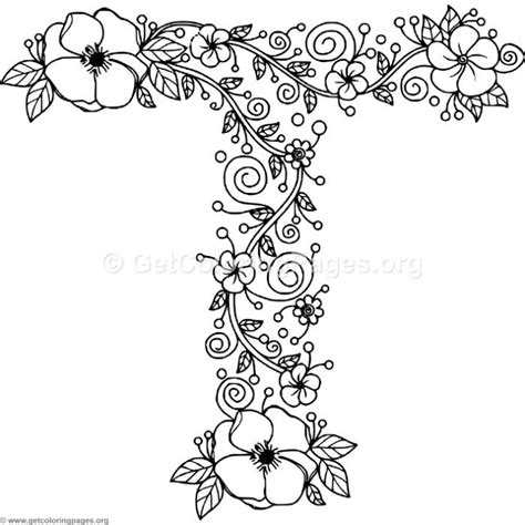 instant  floral alphabet letter  coloring pages coloring