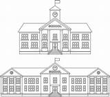 School Building Coloring Vector Pages Silhouettes Background Set Icons Linear Isolated Flat Different Clip Exterior Illustrations Preview sketch template