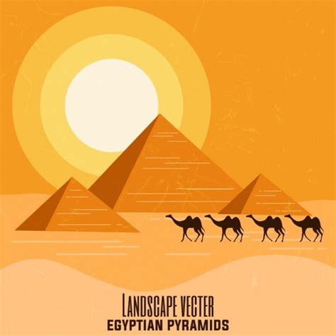 Egypt Advertising Banner Pyramid Camel Sun Desert Icons