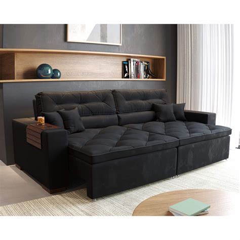 sofa prime  lugares retratil reclinavel   molas yescasa preto madeiramadeira