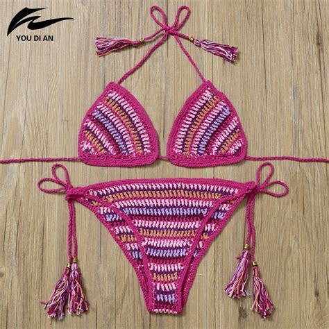sexy crochet bikini brazilian biquini bikinis handmade knitted swimwear