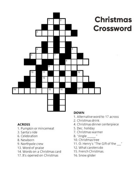 printable christmas crossword puzzles adults christmas crossword