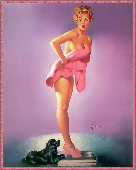 Vintage Pin Up Girl Pink Towel Cute Sexy Wall Art By