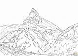 Coloring Pages Matterhorn Alps Swiss Color Switzerland Mountain Printable Colouring Drawing Sheets Drawings Adults sketch template