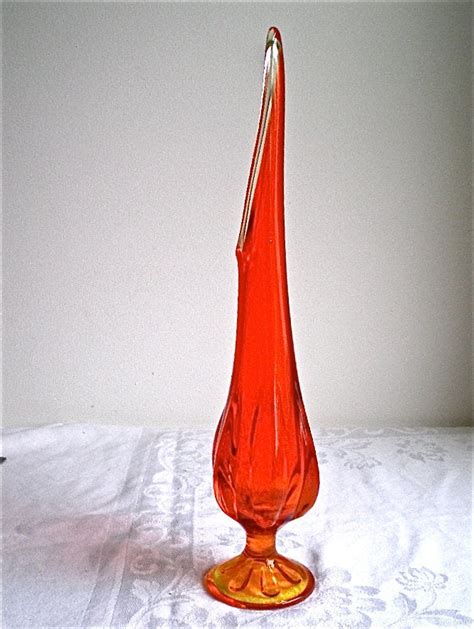 Orange Art Glass Vase Retro Tall Bud Vase By Vintagedottirose