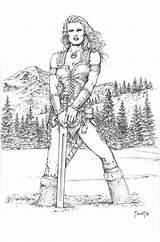 Coloring Pages Viking Fantasy Women Adult Mitchfoust Deviantart Morwen Choose Board Colouring sketch template