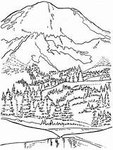 Coloring Pages Park Mountains Arbor National Mountain Mount Printable Mt Nature Rainier Trees Sheets Tree Smoky Book Adult Parks State sketch template
