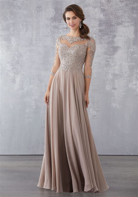 Chiffon Special Occasion Dress With Beaded Lace Appliqués