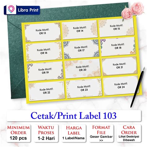 jual cetak stiker label  print label nama undangan label buku