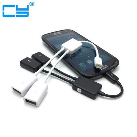 micro usb host cable male   type  dual usb female otg adapter converter hub  android