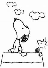 Snoopy Woodstock Coloring Pages Looking Sky Peanuts Tocolor Color Drawing Dance Easy Choose Board sketch template