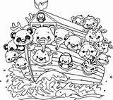 Ark Noah Coloring Pages Noahs Cartoon Printable Flood Kids Animal Boat Color Drawing Bible Colouring Animals Story Building Book Wecoloringpage sketch template