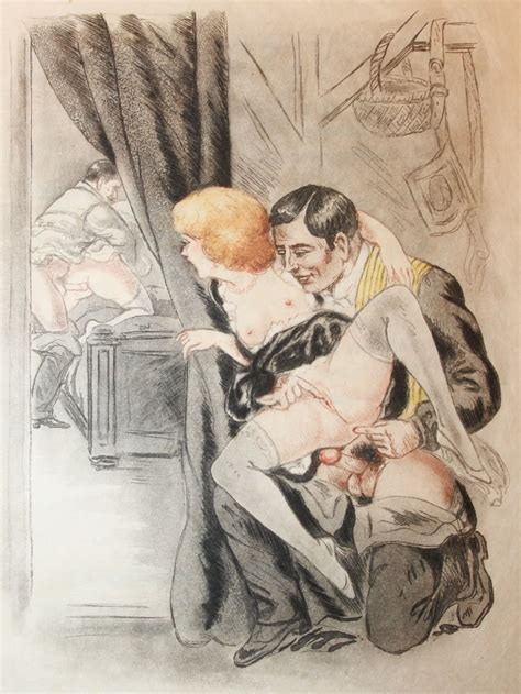 Voyeur Erotic Vintage Drawn Art