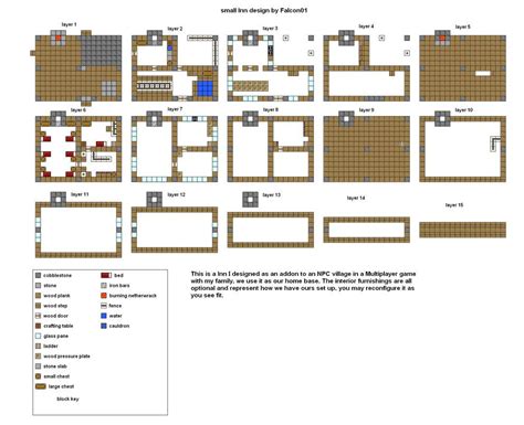 minecraft floorplans small inn design  falcon minecraft building plans minecraft modern