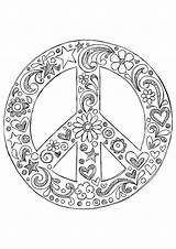 Peace Coloring Pages Hippie Printable Adult Sign Signs Adults Paix Colouring Mandala Coloriage Template Simple Attractive Zentangle Mandalas Happiness Sheets sketch template