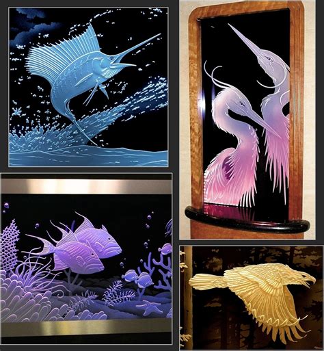 Carved Glass Art Etched Illuminated Carved Glass