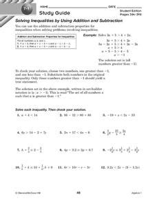 solving inequalities   addition  subtraction worksheet