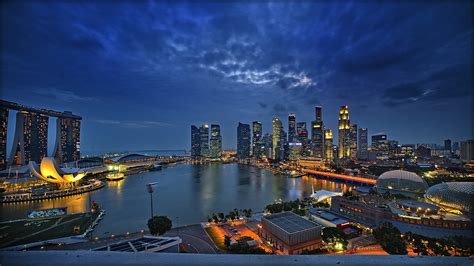 desktop wallpapers singapore sky night coast skyscrapers