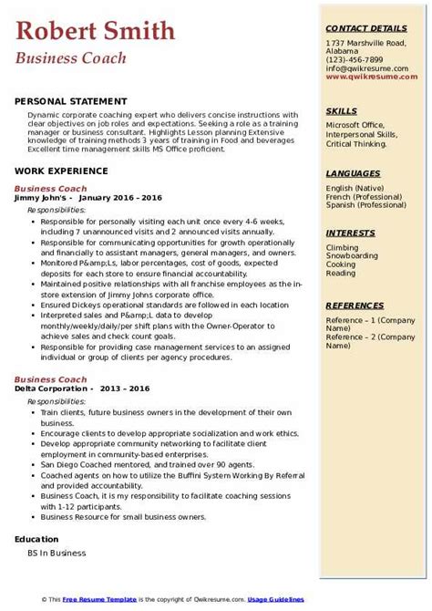 executive coaching resume sample