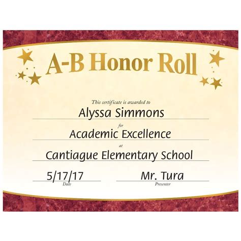 honor roll certificates printable