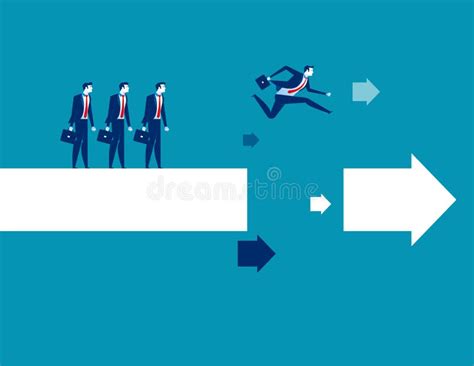 business leader jumping   gap  arrow concept business vector illustration stock