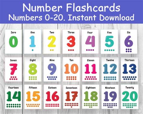 number flashcards   numbers flashcards learn  count etsy